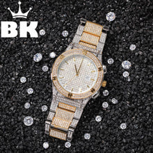 Charger l&#39;image dans la galerie, Hip Hop Full Iced Out Full Drill Men Watches Stainless Steel Fashion Luxury Rhinestones Quartz Square Business Watch