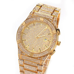 Hip Hop Full Iced Out Full Drill Men Watches Stainless Steel Fashion Luxury Rhinestones Quartz Square Business Watch