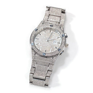 Hip Hop Full Iced Out Full Drill Men Watches Stainless Steel Fashion Luxury Rhinestones Quartz Square Business Watch