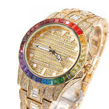 Charger l&#39;image dans la galerie, Hip Hop Full Iced Out Round Digital Stainless Watch Fashion Luxury Rhinestones Quartz Square Wristwatches Business Watch